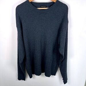 Joseph & Lyman Mens XXL Merino Wool Ribbed Crewneck Sweater Slate Blue Italy